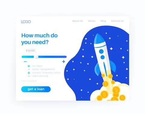 Loan service, website design, vector template Stock Illustration
