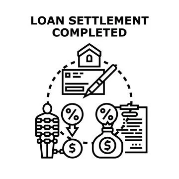 Loan settlement completed resolving debt obligations Stock Illustration
