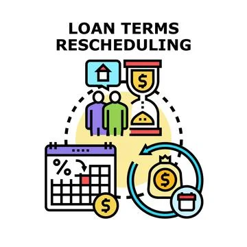 Loan terms rescheduling concept changing payment period Ilustração Stock