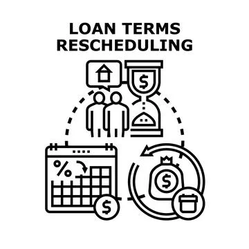 Loan terms rescheduling concept changing payment period Ilustração Stock