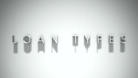 Loan Types 3D title animation with shadows on a white background Stock Footage 296624817