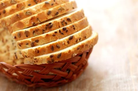 Loaves of bread in a basket Stock Photos