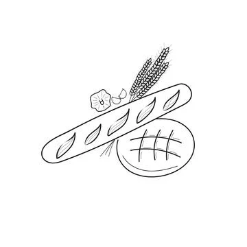 Loaves of bread in doodle style. Hand drawn bakery vector illustration. 스톡 일러스트