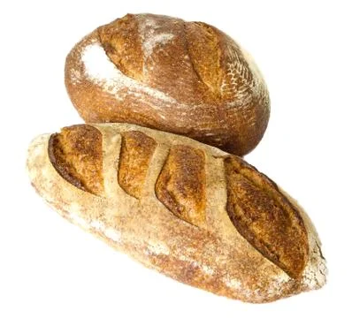 Loaves of bread isolated on white Foto stock