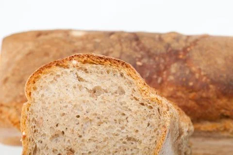 Loaves of bread traditionally roasted.  Background. Close up. Stock Photos