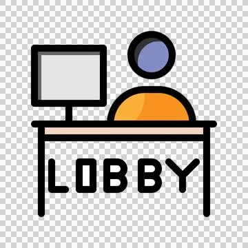 Lobby flat icon. Editable reception desk symbol. Vector Illustrations. Stock Illustration