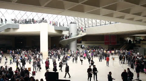 The lobby at Louvre Museum Stock Footage 22556307