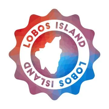 Lobos Island low poly logo. Colorful gradient travel logo in geometric styl.. 스톡 일러스트
