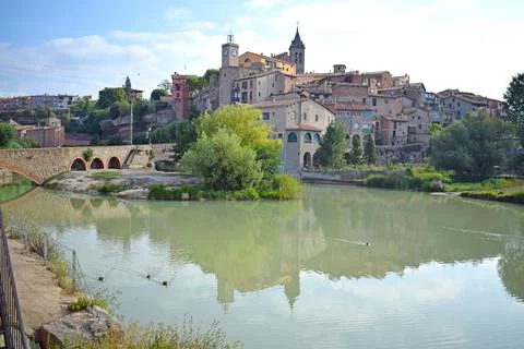 Lobregat River as it passes through Gironella Barcelona Stock Photos