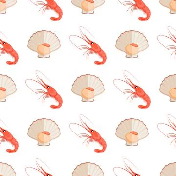 Lobster and Shell Pattern Vector Illustration Stock Illustration