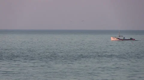 Lobster Boat Pulling Traps Stock Footage 28237031