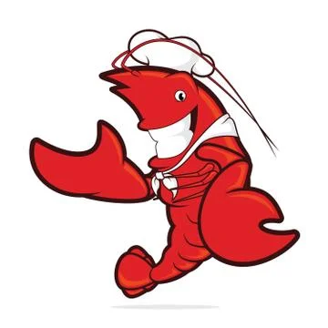 Lobster chef presenting something Stock Illustration