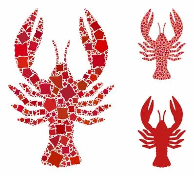 Lobster Composition Icon of Irregular Pieces Stockillustratie