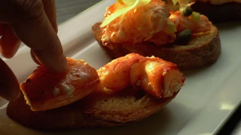 Lobster Crostini Build Video stock 121362541