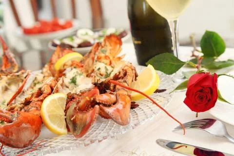 Lobster dinner Stock Photos