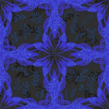Lobster folk-style pattern lace motifs, botanical elements grasses, and whims Stockillustratie