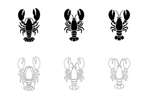 Lobster icons set Stock Illustration