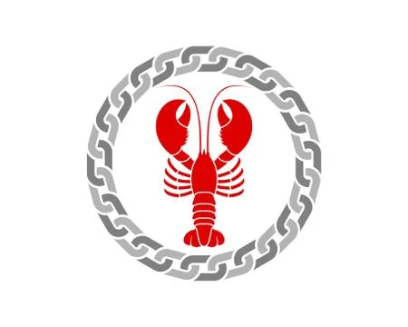 Lobster inside the chain circle Stock Illustration