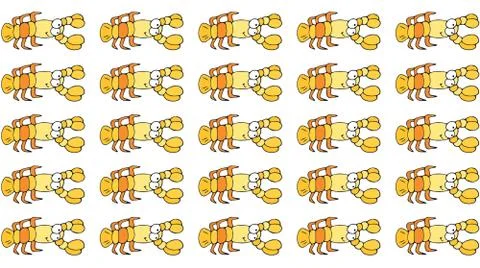Lobster,  of paper or fabric with repeating pattern Stock Illustration