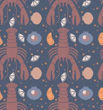 Lobster pattern seamless geometric design Stock Illustration