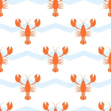 Lobster pattern seamless vector Stock Illustration