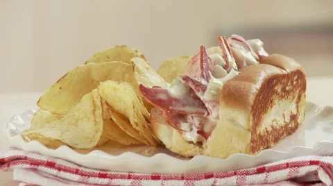 Lobster rolls with chips Stock Footage