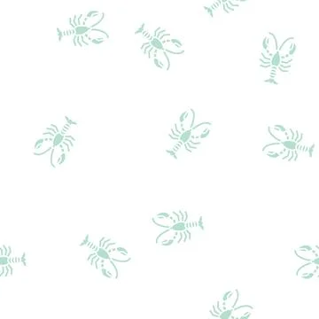 Lobster seafood glyph seamless pattern Stock Illustration