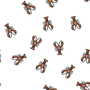 Lobster seafood vector seamless pattern Stock Illustration