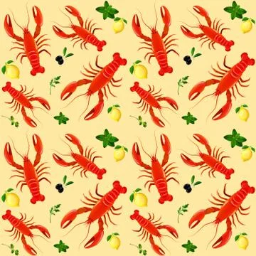 Lobster seamless pattern Stock Illustration