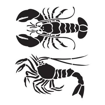 Lobster Silhouette vector Stock Illustration
