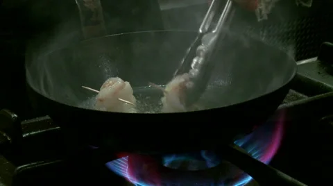 Lobster tails sizziling Stock Footage 49180475