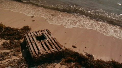 Lobster Trap on Beach Stock Footage 716926