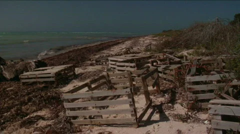 Lobster Traps on Beach Stock Footage 717175