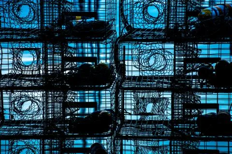 Lobster traps silhouette Stock Photos