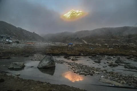 Lobuche on fire! Stock Photos