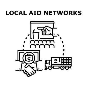 Local aid networks concept connecting community and support Stock Illustration