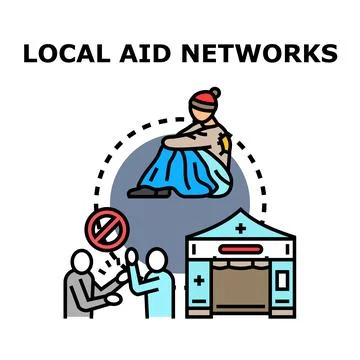 Local aid networks helping vulnerable people access support Stock Illustration