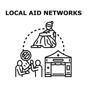Local aid networks helping vulnerable people access support Stock Illustration