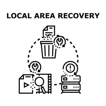 Local area data recovery and file restoration concept Stock Illustration