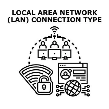 Local area network connecting digital devices and users securely Stock Illustration