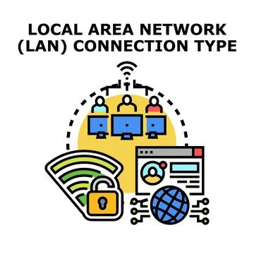 Local area network connecting digital devices and users securely Stock Illustration