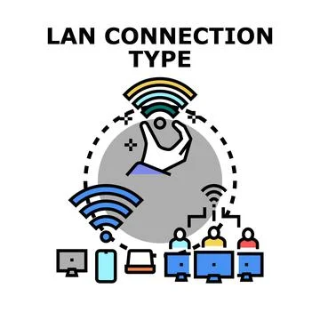 Local area network connection type icon concept Stock Illustration