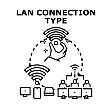 Local area network connection type icon concept Stock Illustration
