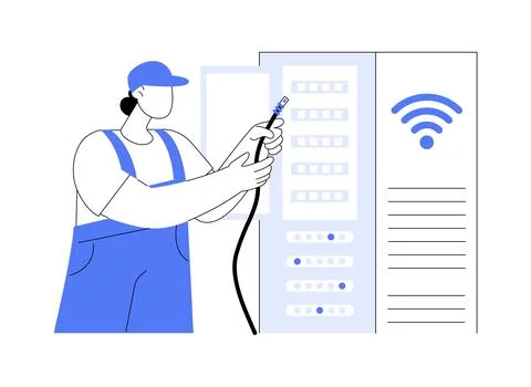 Local area network engineer isolated cartoon vector illustrations. Stock Illustration