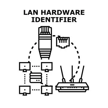 Local area network hardware connecting internet devices identifier Stock-Illustration