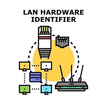 Local area network hardware connecting internet devices identifier Stock Illustration