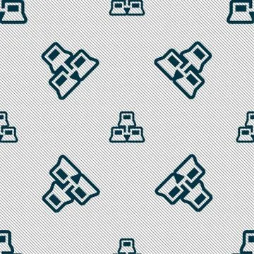 Local area network icon sign. Seamless pattern with geometric texture. Vector 스톡 일러스트