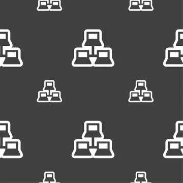 Local area network icon sign. Seamless pattern on a gray background. Vector Stockillustratie