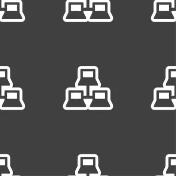Local area network icon sign. Seamless pattern on a gray background. Illustrazione stock