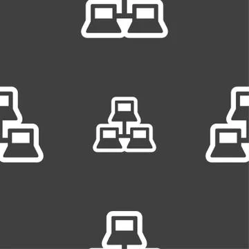 Local area network icon sign. Seamless pattern on a gray background. Stockillustratie